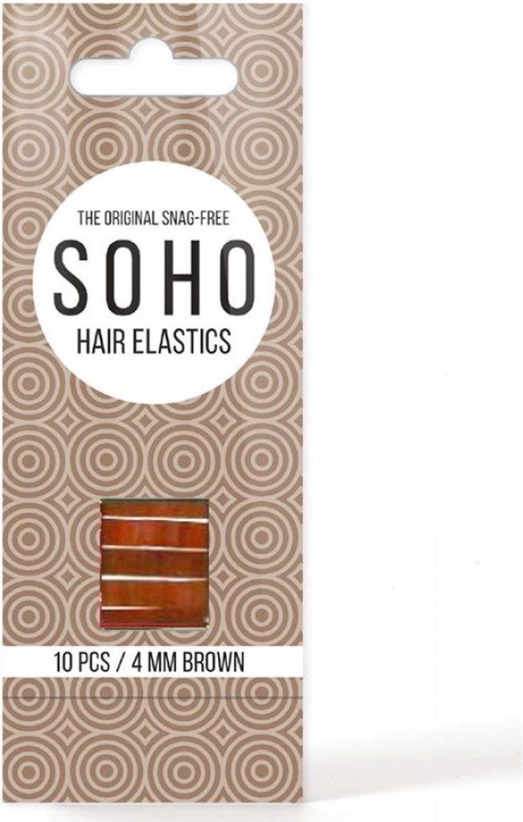SOHO Snag-Free Haarelastieken, Bruin - 10 stuks