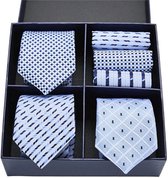 3 stuks 100% zijden stropdassen en pochets in een geschenkdoos | luxe doos - giftbox - vaderdag cadeau