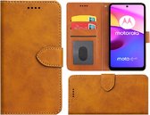 Motorola Moto E30/ Moto E40 Hoesje - Bookcase - Pu Leder Wallet Book Case Cognac Bruin Cover