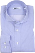 SHIRTBIRD | Buzzard | Overhemd | Blauw/Wit gestreept | STRIJKVRIJ | 100% Katoen | Parelmoer Knopen | Premium Shirts | Maat 38