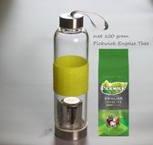 green-goose Glazen Theefles (360ml) Infuser met Gember Stukjes Thee (50g) | Geel | Duurzaam Theepakket