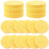 Gezichtsreinigingssponsjes | 60 Stuks | Absorptievermogen | Houtpulpspons | Huidvriendelijk | Herbruikbaar | 5,1 x 0,1 Cm | Reinigingssponzen | Alle Huidtypes | Geel | Gezichtspons