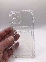 Premium Kwaliteit Anti Schok TPU back cover - Geschikt voor iPhone 12 - Siliconen hoesje met pasjes vakje - Transparant