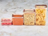 Vierkante opslagcontainer koper model Set van 4 - bpa vrij - transparant