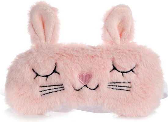 Slaap Maskers Schattig Konijn Dieren Grappig Pluche Slaapmasker Met Elastische Band Oogmasker Cover Wit