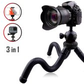 TENTA® 3 in 1 Flexibel Statief voor Smartphone, Camera en GoPro – Kindercamera statief - Vloggercam statief - 30 cm