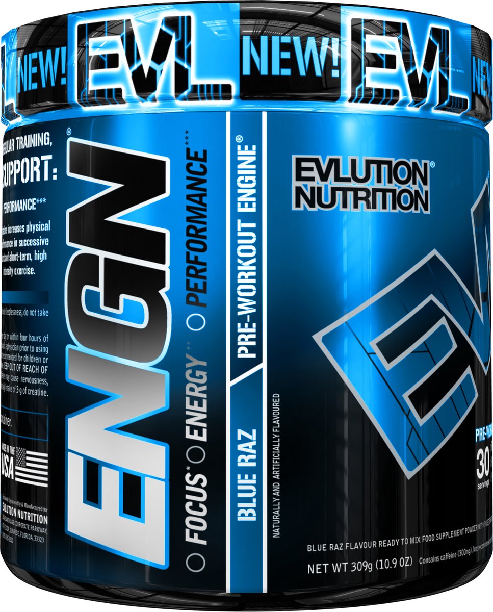 EVL Nutrition ENGN (30 serv) Blue Raz - Pre-Workout - Pre-Workout Booster