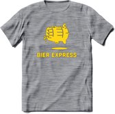 Bier express T-Shirt | Unisex Kleding | Dames - Heren Feest shirt | Drank | Grappig Verjaardag Cadeau tekst | - Donker Grijs - Gemaleerd - M