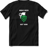 make beer not war Bier T-Shirt | Unisex Kleding | Dames - Heren Feest shirt | Drank | Grappig Verjaardag Cadeau tekst | - Zwart - M