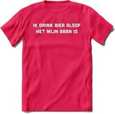 Ik drink bier alsof het mijn baan is T-Shirt | Unisex Kleding | Dames - Heren Feest shirt | Drank | Grappig Verjaardag Cadeau tekst | - Roze - S