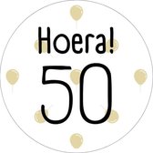 20 x Sluitsticker - Hoera 50 - Verjaardag 50 Jaar - Sara Abraham - Gouden Huwelijk Uitnodiging - Jubileum 20 stuks - Sluitsticker - Enveloppe Sticker - Cadeaustickers - rond 40 mm