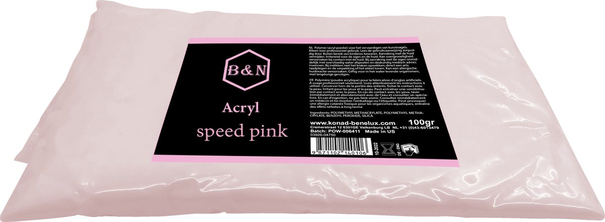 Acryl - speed pink - 100 gr | B&N - acrylpoeder - VEGAN - acrylpoeder