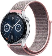 Strap-it Nylon smartwatch bandje - geschikt voor Huawei Watch GT / GT 2 / GT 3 / GT 3 Pro 46mm / GT 4 46mm / GT 2 Pro / GT Runner / Watch 3 - Pro / Watch 4 (Pro) / Watch Ultimate - roze