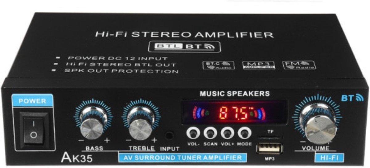 Supremium HIFI Bluetooth Power Amplifier | 400W | Versterker | Stereo Versterker | Mediaspeler - Supremium