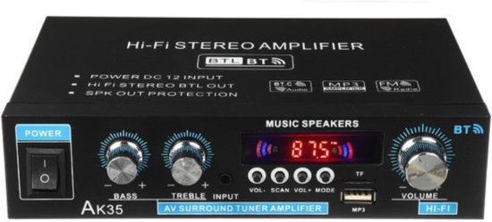 Supremium HIFI Bluetooth Power Amplifier | 400W | Versterker | Stereo Versterker | Mediaspeler
