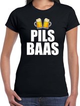 Pils baas t-shirt zwart voor dames - Drank / bier fun t-shirts XS