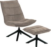 Smuk Ribstof Fauteuil met Voetenbank Nick Beige