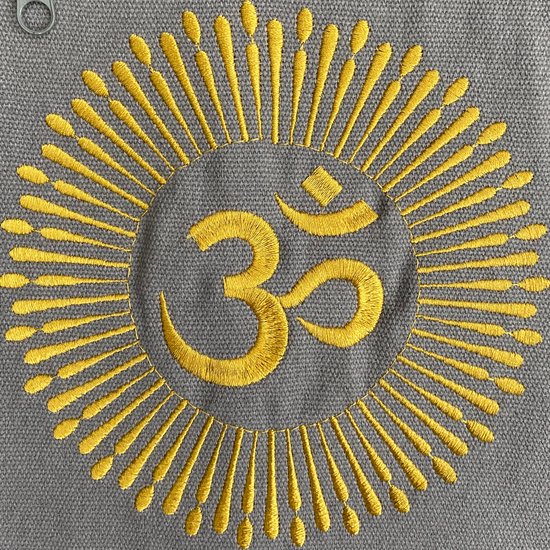 YoZenga Ohm Yogatas - Sandy Grey - Yoga Koker Tas - Ademend Canvas - Gouden Ohm Borduursel - Verstelbare Schouderband van YoZenga — afbeelding 5