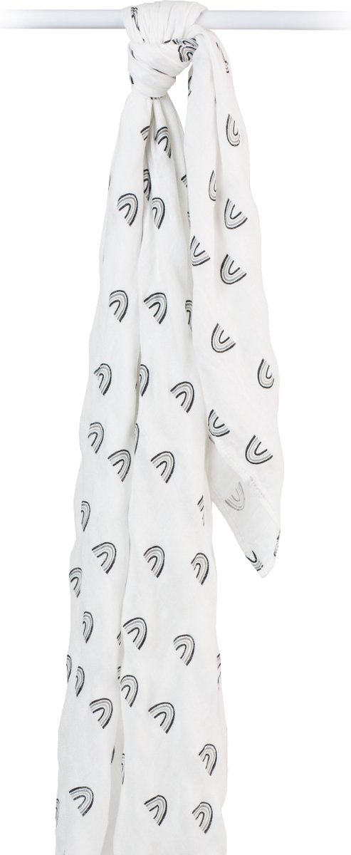 Lulujo - hydrofiele doek - swaddle - bamboo - 120x120 cm - Black Rainbow van Merkloos — afbeelding 2