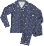 Little Label Pyjama Dames - Maat XS / 34 - Model Grandad - Blauw, Wit - Zachte BIO Katoen