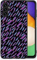 Backcover Soft Siliconen Hoesje Geschikt voor Samsung Galaxy A13 5G | Geschikt voor Samsung Galaxy A04s Telefoonhoesje met Zwarte rand Feathers Color