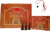 2 Pakjes - Wierook - Wierookkegeltjes - Kegeltjes - Kegels - Incense Cones - Amber - 20 Kegeltjes + Gelukspoppetje