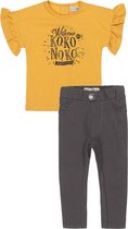 Koko Noko - Kledingset(2delig) - Broek bruin - Shirt geel - Maat 104