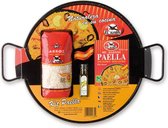 Paellapakket voor 4 personen. Gastronomisch geschenk cadeau uit Spanje - Valencia met PAELLA KIT MET INGREDINTEN, ook extra saffraan, paprika, specerijen voor paella, oregano, basi