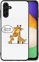 Smartphone Hoesje Geschikt voor Samsung Galaxy A13 5G | Geschikt voor Samsung Galaxy A04s Trendy Telefoonhoesjes met Zwarte rand Giraffe