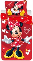 KD® - Minnie Mouse Baby Dekbedovertrek Hartjes - 100 x 135 cm - Katoen