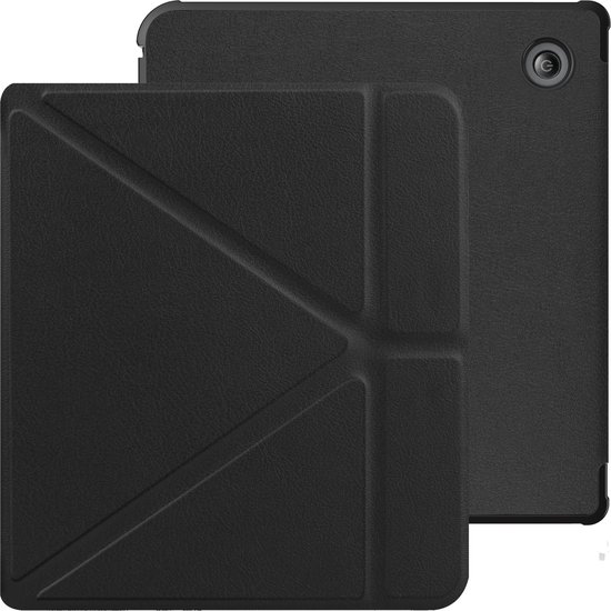 Hoesje Geschikt voor Kobo Libra 2 Hoesje Luxe Bescherm Case Trifold - Hoes Geschikt voor Kobo Libra 2 Hoes Book Cover - Zwart van Merkloos — afbeelding 2
