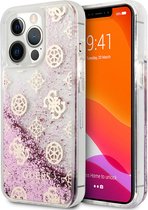 CG MOBILE Guess Liquid Glitter Case Electroplated Peony Logo Compatibel voor iPhone 13 Pro (6.1")