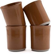 Koffiekopjes - koffiemok - koffiebeker - set van 4 kopjes - 150ML - keramiek - hip en trendy - kado voor hem & haar - Bruin/congac