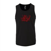 Zwarte Tanktop sportshirt met "No Way" Print Rood Size L