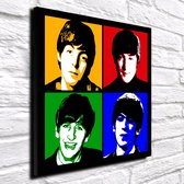 Pop Art The Beatles Acrylglas - 100 x 100 cm op Acrylaat glas + Inox Spacers / RVS afstandhouders - Popart Wanddecoratie