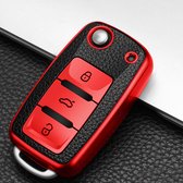 Volkswagen - Étui à clés de voiture - étui à clés de voiture - étui à clés - Clé de voiture - Skoda Octavia - Rouge
