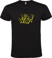 Zwart t-shirt tekst met 'NO WAY'  print Geel size L