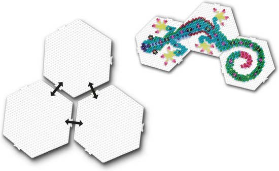 SES Creative - Beedz - Strijkkralen Grondplaten - 3 Stuks - Hexagon (Zeshoek) - Koppelbaar - Vanaf 5 Jaar