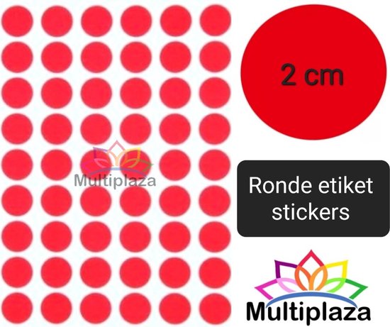 Ronde stickers etiketten ○ Multiplaza ○○ ROOD ○ 20mm -10 x 54 etiketten  (540) ○ labels... | bol.com