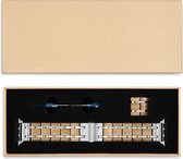 Luxe Apple Watch Band Hout met Stainless Steel  voor Serie 3/4/5/6/SE 42/44mm