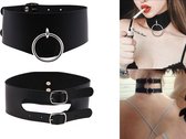 BDSM Halsband Collar Brede Lederen Band met O-ring