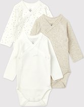 Petit Bateau Set van 3 babybody's in biokatoen Unisex Rompertje - Maat 62