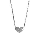 Letter ketting hartje - initiaal S - Zilver - 40 cm