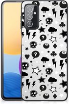 Silicone Back Cover Geschikt voor Samsung Galaxy M52 Telefoonhoesje met Zwarte rand Silver Punk