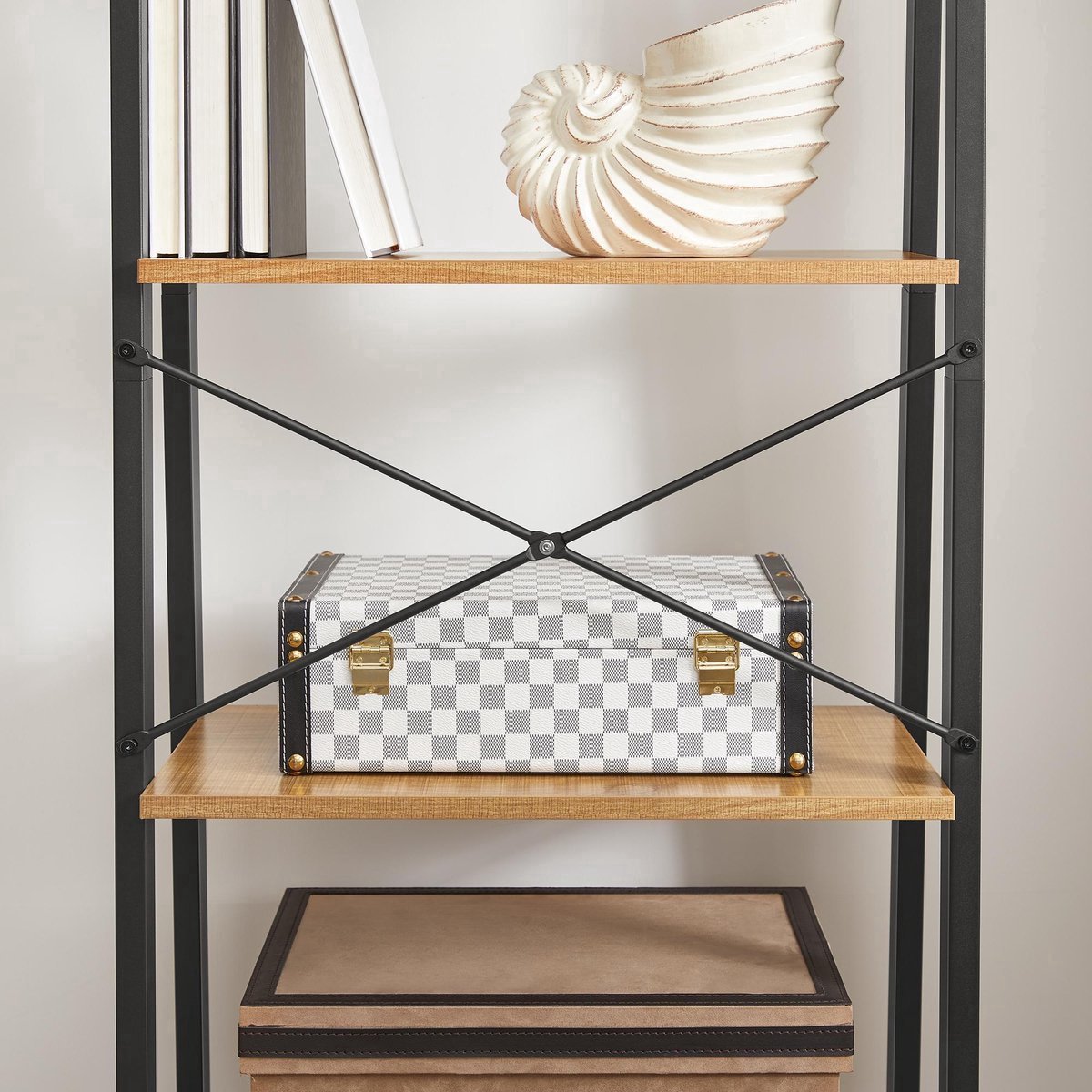 Staande plank vintage bruin-zwart | Koop goedkoop bij VASAGLE