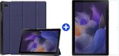 Samsung Galaxy Tab A8 hoes - (2021/2022) - Tri-Fold + Samsung Galaxy tab A8 screenprotector - Donker Blauw
