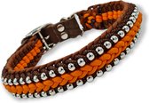 Just2Go- hondenhalsband-hondenriem- Paracord- Oranje-bruin-verstelbaar 50-53cm