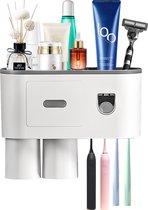 Automatische Tandpasta dispenser - Tandenborstelhouder - Lichtgrijs/Wit