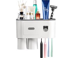 Automatische Tandpasta dispenser - Tandenborstelhouder - Lichtgrijs/Wit