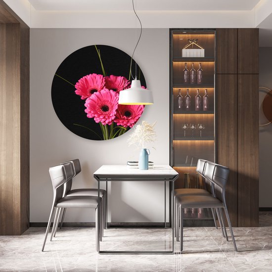 Cercle mural Artaza Dibond Fleurs de Gerbera Roses - Ø 90 cm - Groot - Cercle mural - Peinture ronde - Pour intérieur et extérieur